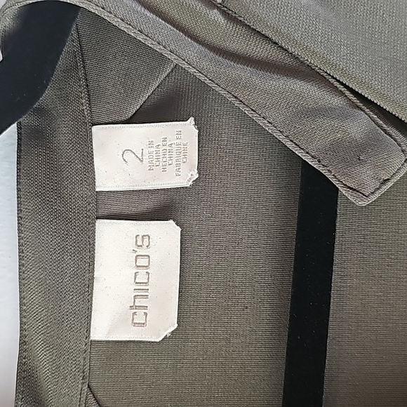 Chico's sz 2 olive green ruffle Utility Jumpsuit sz 12/14 - Picture 7 of 9